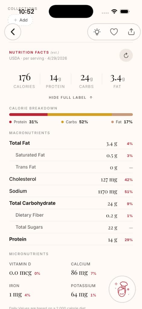 Get Instant Nutrition Facts